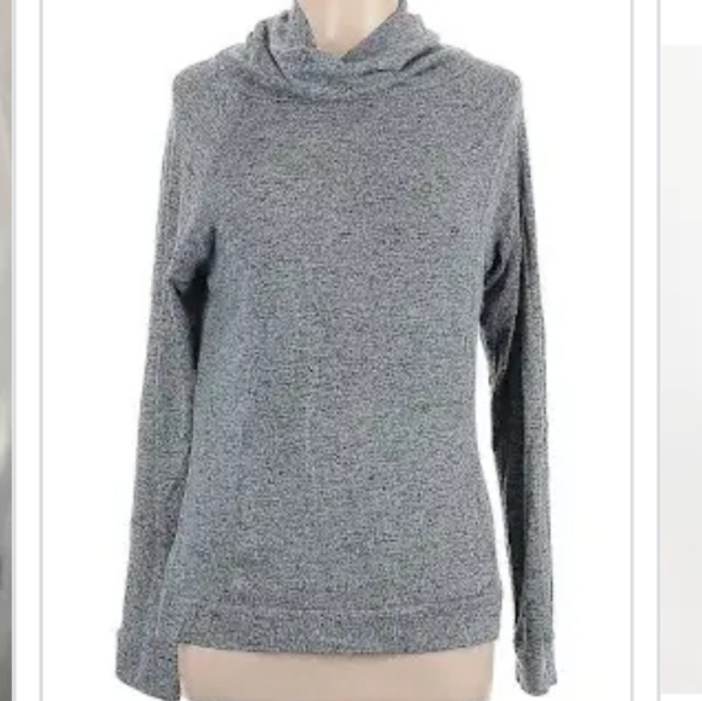 HELLO MELLO Soft Material  Cowl Neck Salt & Pepper Soft Pullover With Pocket